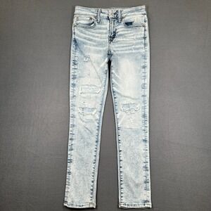American Eagle Jeans Mens 28x30 Blue Skinny Distressed Airflex 360 Whisker